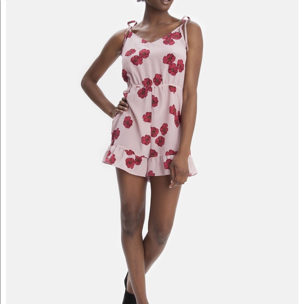 NEW • Tucker NYC • Cami Ruffle Romper Pink Poppy S